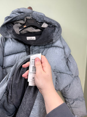 Stone Island Grey Frost Tela Nylon Parka Down Jacket