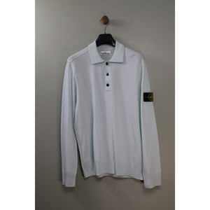 Stone Island Mint Green Knit Polo Shirt