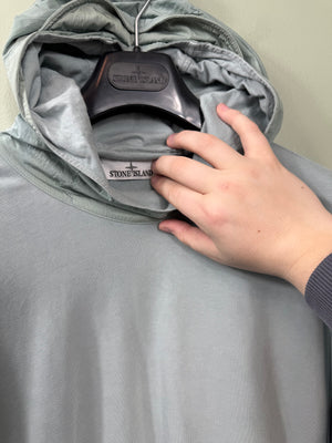 Stone Island Pastel Blue Nylon Panel Hoodie