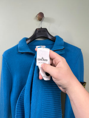 Stone Island Blue 1/4 Button Knit Jumper