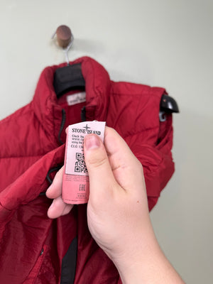 Stone Island Red Crinkle Reps Down Gilet
