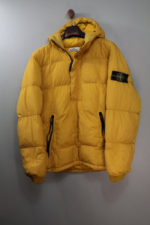 Stone Island Yellow Crinkle Reps Down 1/4 Zip Jacket