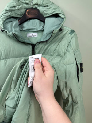 Stone Island Sage Green Crinkle Reps Down Jacket