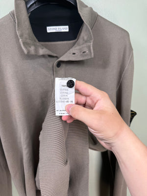 Stone Island Khaki 1/4 Button Jumper
