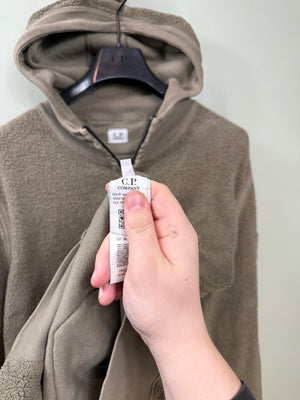 C.P. Company Khaki Teddy Fleece Zipped Hoodie