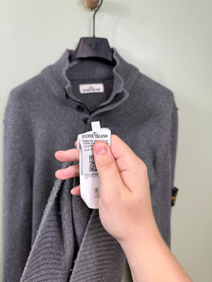 Stone Island Grey 1/4 Button Knit Jumper