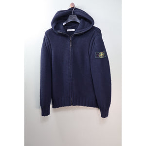 Stone Island Navy Chunky Knit Zipped Vintage Hoodie