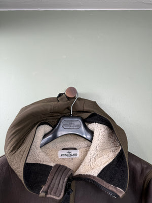 Stone Island Brown 30th Anniversary Hand Painted Sheepskin Jacket