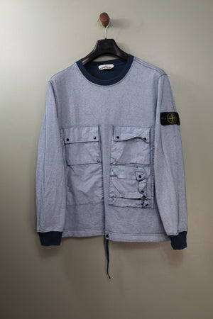 Stone Island Blue Tela Placcata Jumper