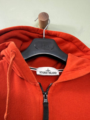Stone Island Orange Zipped Hoodie