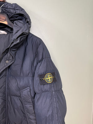 Stone Island Navy Crinkle Reps Down Parka Jacket
