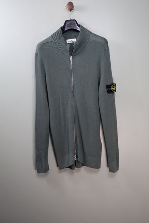 Stone Island Green Ribbed Cardigan