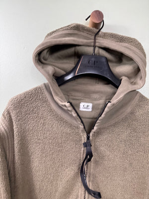 C.P. Company Khaki Teddy Fleece Zipped Hoodie