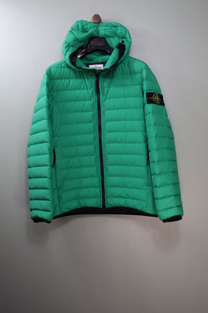 Stone Island Green 0-Cotton/R-Nylon Tela Down Jacket