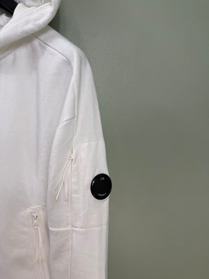 C.P. Company White Zipped Hoodie