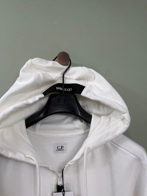 C.P. Company White Zipped Hoodie