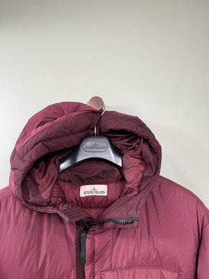 Stone Island Burgundy Crinkle Reps Down Jacket