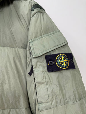 Stone Island Green Crinkle Reps Down Jacket