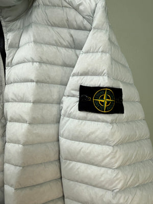Stone Island Ice Blue Nylon Loom Woven Down Jacket