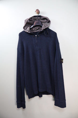 Stone Island Navy 1/4 Zip Hoodie