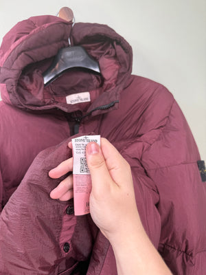 Stone Island Burgundy Crinkle Reps Down Jacket
