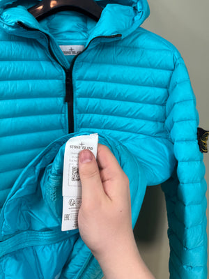 Stone Island Aqua Blue Loom Woven Down Jacket