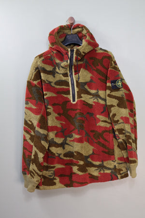 Stone Island Heritage Camo Teddy Fleece 1/4 Zip Hoodie