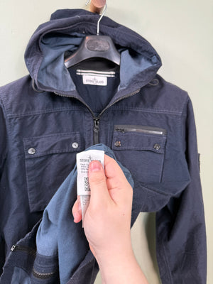 Stone Island Navy Wool Hooded Overshirt