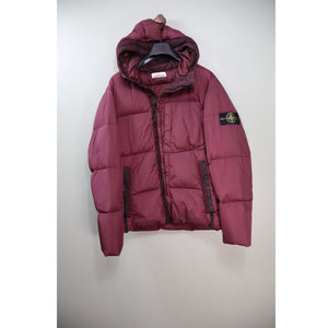 Stone Island Burgundy Crinkle Reps Down Jacket