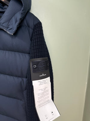 Stone Island Navy Ghost Twill Wool Knit Down Jacket