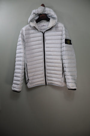 Stone Island White Loom Woven Down Jacket