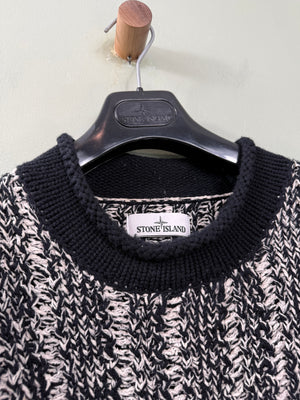Stone Island lack Two Tone Heavy Knit Jumper