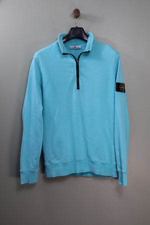 Stone Island Aqua Blue 1/4 Zip Jumper
