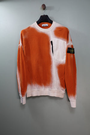 Stone Island Orange Hand Sprayed Jumper