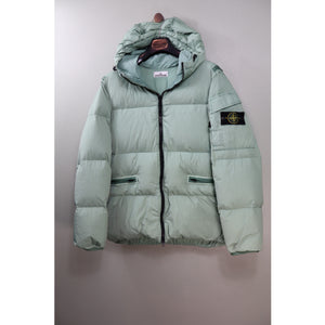 Stone Island Green Crinkle Reps Down Jacket