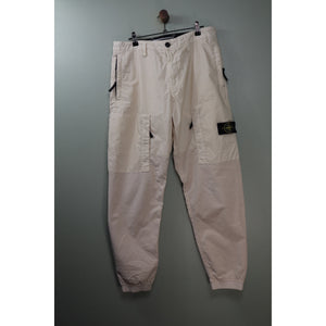 Stone Island Beige CO Mussola Plated Cargo Bottoms