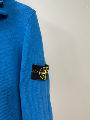 Stone Island Blue 1/4 Button Knit Jumper