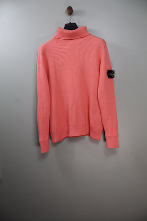 Stone Island Coral Ribbed Cotton Turtle Neck Jumper
