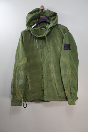 Stone Island Green Shadow Project Striped Nylon Metal Smock