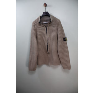 Stone Island Khaki Full Zip Chunky Knit Jumper