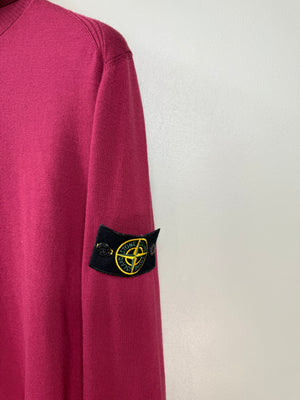 Stone Island Burgundy Roll Neck Knit Jumper