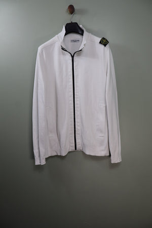 Stone Island White Zipped Jumper