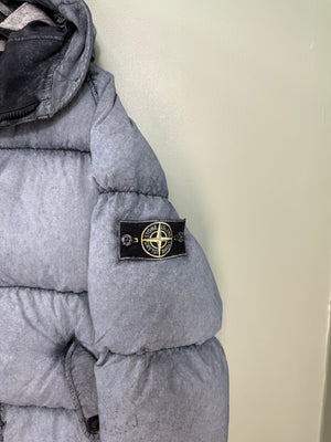 Stone Island Grey Frost Tela Nylon Parka Down Jacket