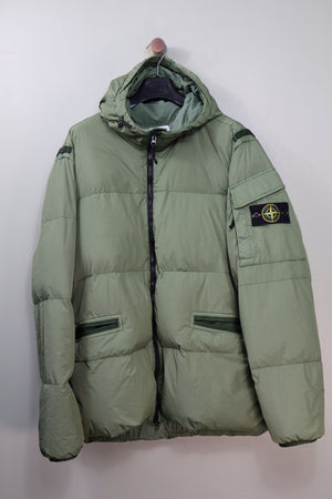 Stone Island Green Crinkle Reps Down Jacket