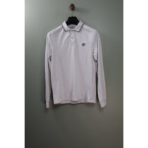 Stone Island White Longsleeve Polo Shirt
