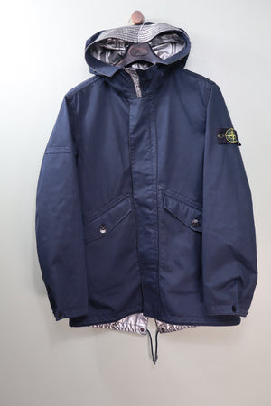 Stone Island Silver/Navy Reversible Raso Gommato Spaceman Jacket