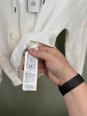 C.P. Company White Zipped Hoodie