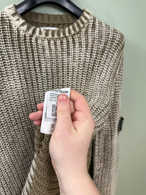 Stone Island Khaki Hand Corrosion Knit Jumper