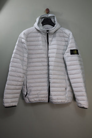 Stone Island Ice Blue Nylon Loom Woven Down Jacket
