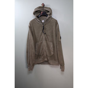 C.P. Company Khaki Teddy Fleece Zipped Hoodie